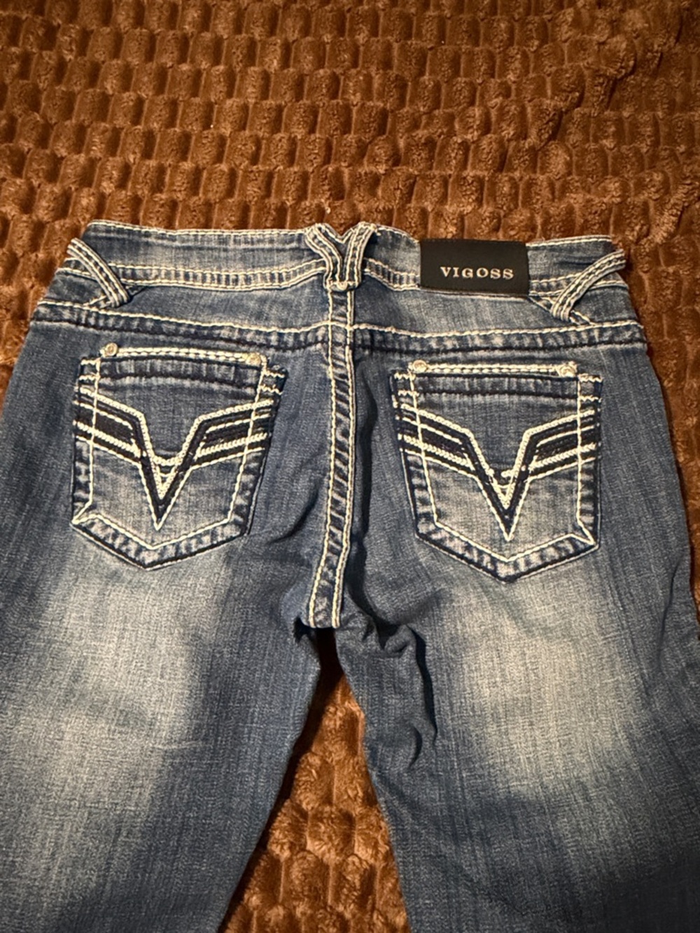 Vigoss Women's Faded Blue Skinny Jeans with Contrast Pocket Stitch